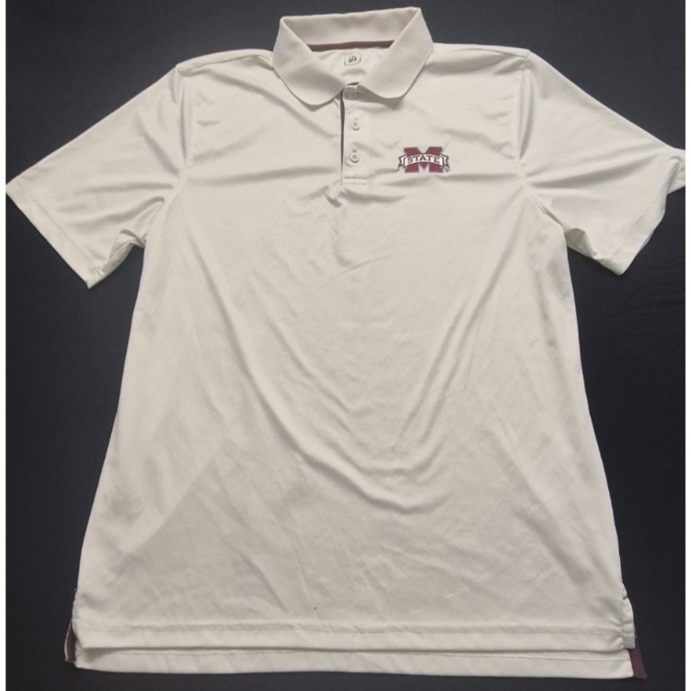 Mississippi State‎ Bulldogs men's white polo LG Logo Hail State Game Day Sports